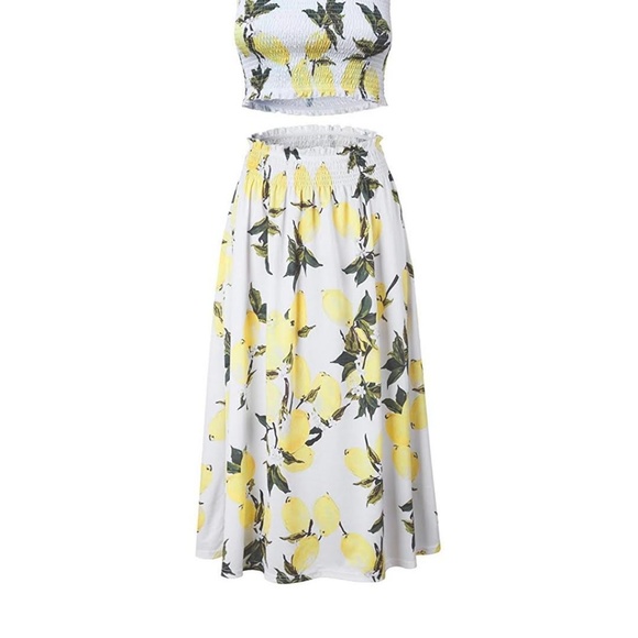 JERI 2 Piece Lemon Print Maxi Skirt Set - Picture 5 of 8